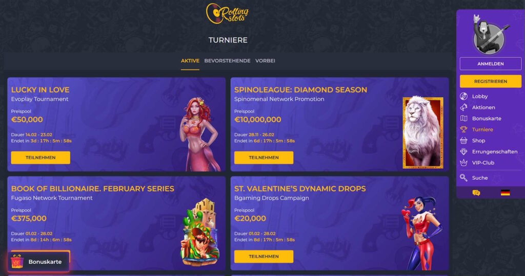 rollingslots turniere