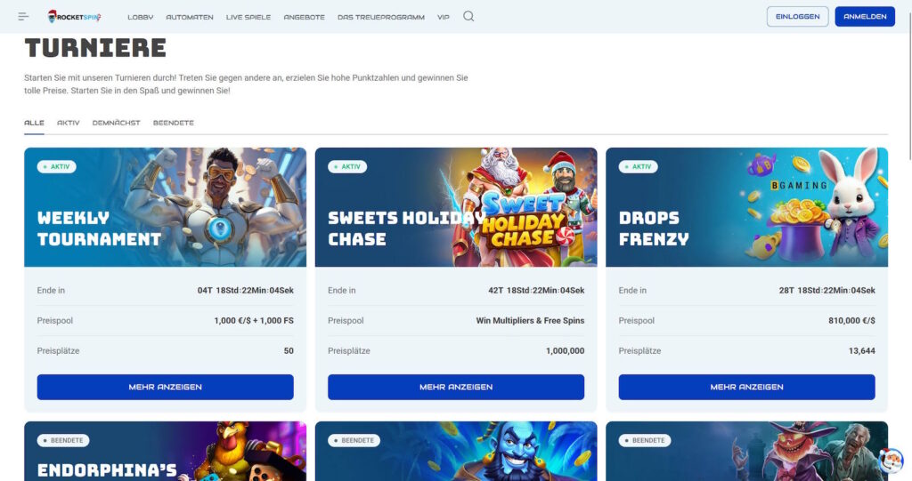 Rocketspin 6 Rocketspin Turniere