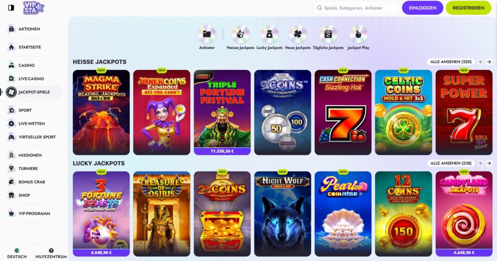 Vipsta 4 Vipsta Jackpot Spiele